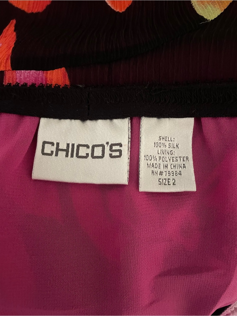 Chico's Y2K Vintage 100% Silk Crinkle Chiffon Floral Midi Skirt 2 (Large US 12) - Picture 2 of 3